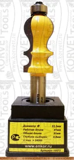 10573. Фреза кромочная фигурная н/п D22.2х41 Х12 — хвостовик 12 мм, диаметр 22.2 мм — артикул 10573