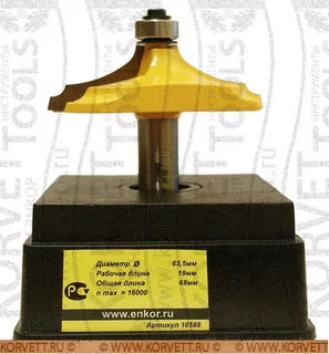 10588. Фреза фигирейная горизонтальная D63.5х19, Х12 — хвостовик 12 мм, диаметр 63.5 мм — артикул 10588