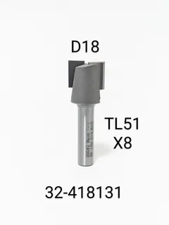 32-418131. Фреза пазовая прямая D18 H13 TL51 Х8 — хвостовик 8 мм, диаметр 18 мм — артикул 32-418131