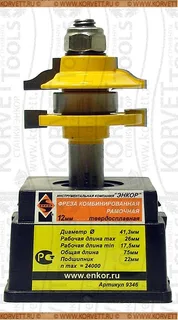 9346. Фреза комбинированная рамочная н/п D41.3 h26 Х12 — хвостовик 12 мм, диаметр 41.3 мм — артикул 9346