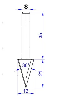 958-1222. 32-Фреза пазовая V-form D12 H21 А30°Z2 TL56 X8 — хвостовик 8 мм, диаметр 12 мм — артикул 958-1222