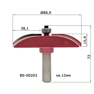 BS-00203. Фреза фигарейная горизонтальная н/п D88,9 H15,9 Х12 #16410 #9326 — хвостовик 12 мм, диаметр 88.9 мм — артикул BS-00203